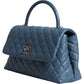 Chanel Dark Blue Flap Top Medium Coco Handle Bag/one size/Blue