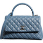 Chanel Dark Blue Flap Top Medium Coco Handle Bag/one size/Blue