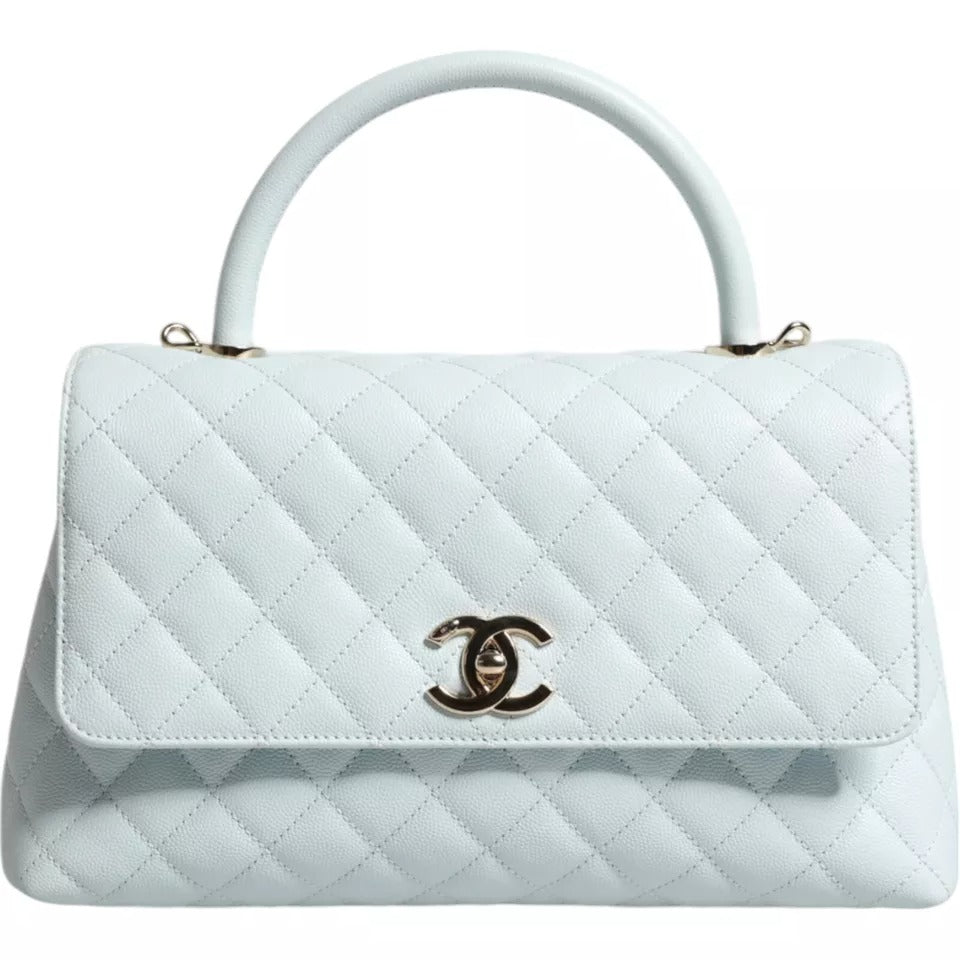 Chanel Blue Flap Top Handle Medium Robin Egg Coco Handle Bag/one size/Light Blue