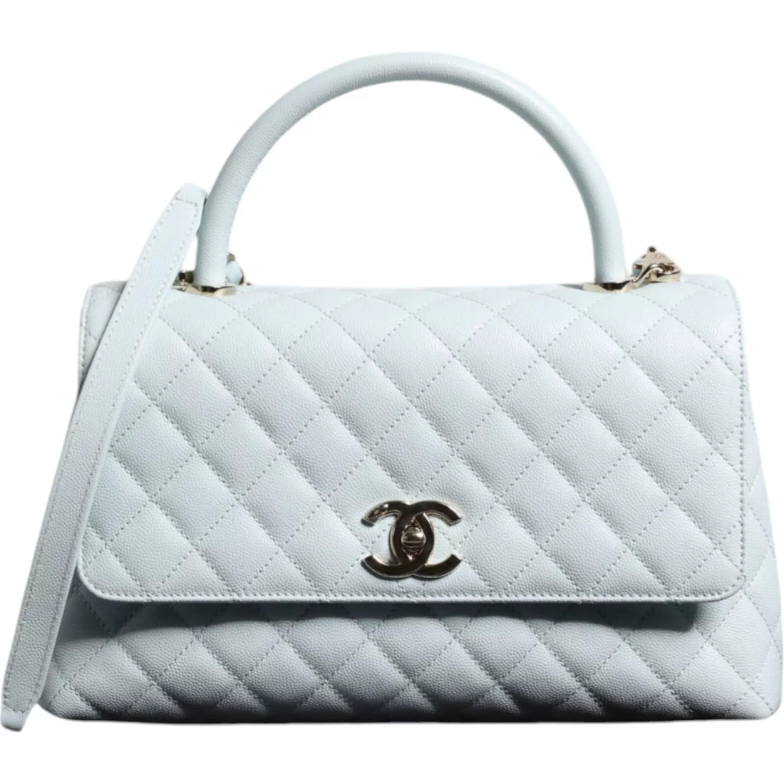 Chanel Blue Flap Top Handle Medium Robin Egg Coco Handle Bag/one size/Light Blue