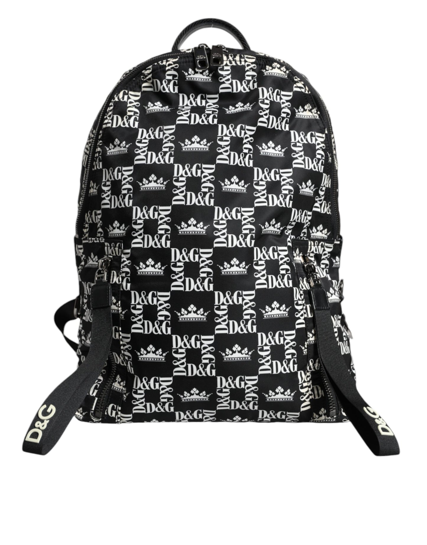 Dolce & Gabbana Black White DG Crown Logo Nylon Backpack Bag/one size/Black and White