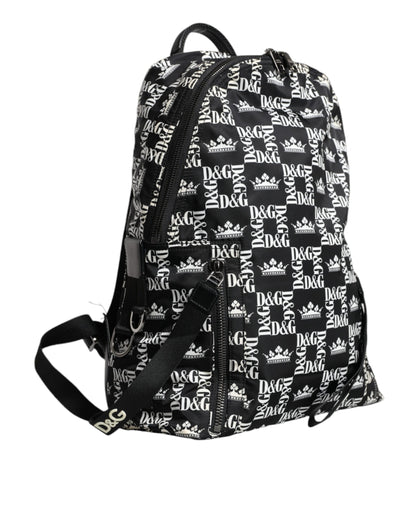 Dolce &amp; Gabbana Black White DG Crown Logo Nylon Backpack Bag/one size/Black and White