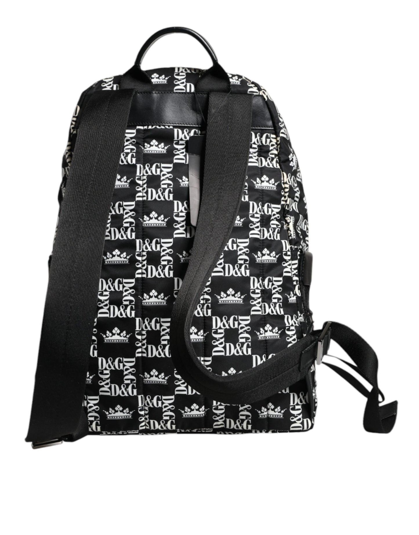 Dolce & Gabbana Black White DG Crown Logo Nylon Backpack Bag/one size/Black and White