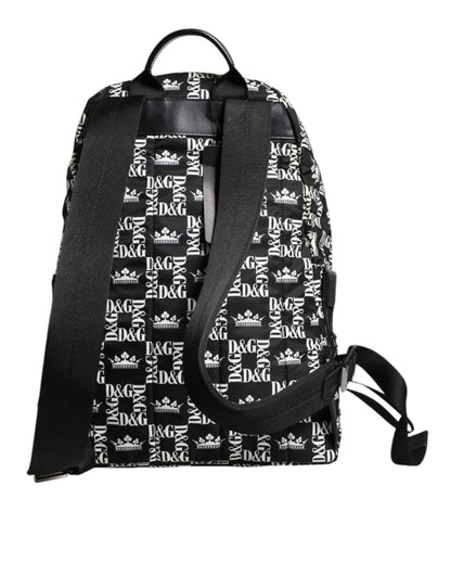 Dolce &amp; Gabbana Black White DG Crown Logo Nylon Backpack Bag/one size/Black and White