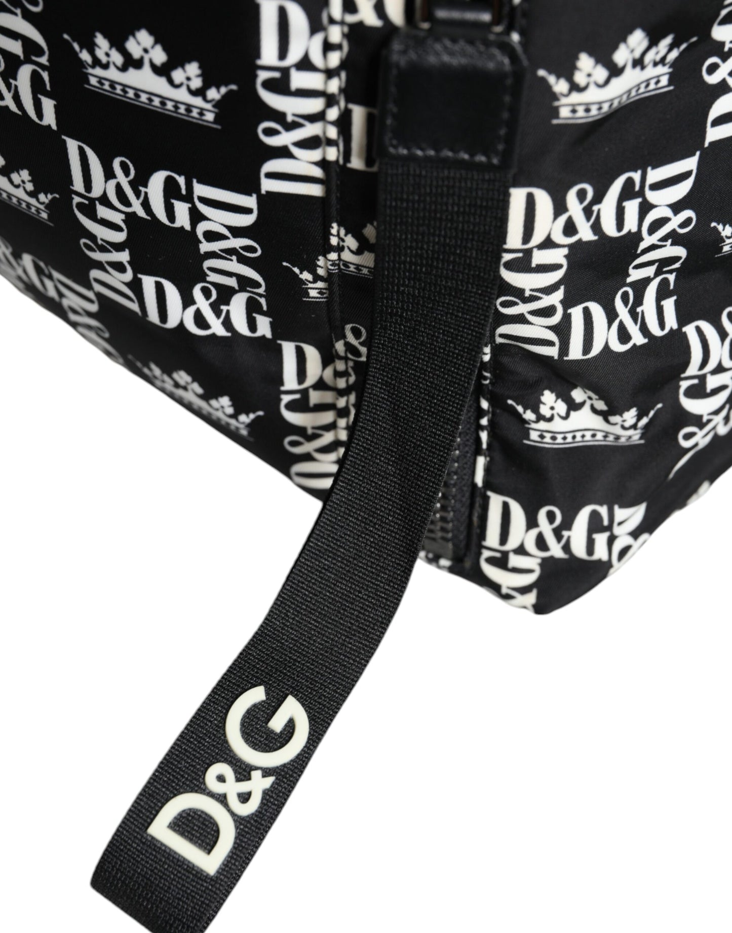 Dolce & Gabbana Black White DG Crown Logo Nylon Backpack Bag/one size/Black and White