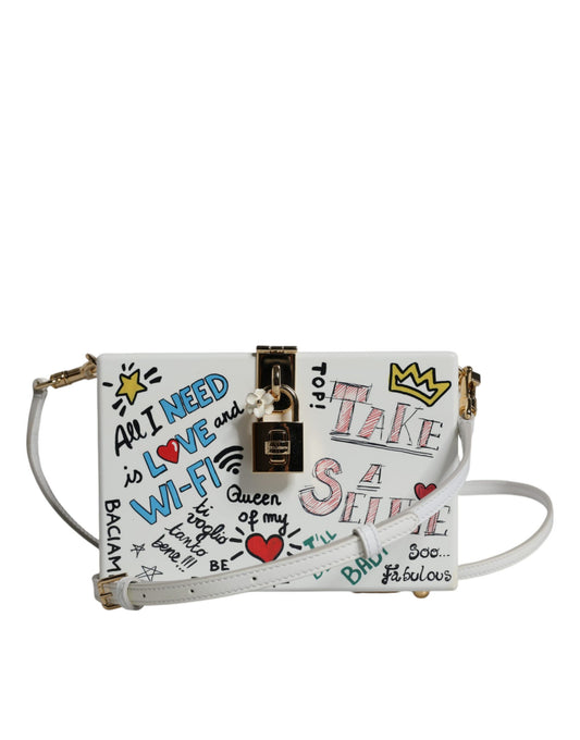 Dolce & Gabbana White Graffiti Print Clutch Crossbody Bag/one size/White