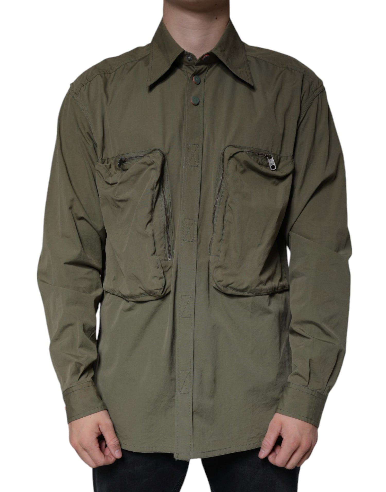 Dolce &amp; Gabbana Military Green Cotton Bend Collared Coat Jacket/ÌT40| XXS/Green