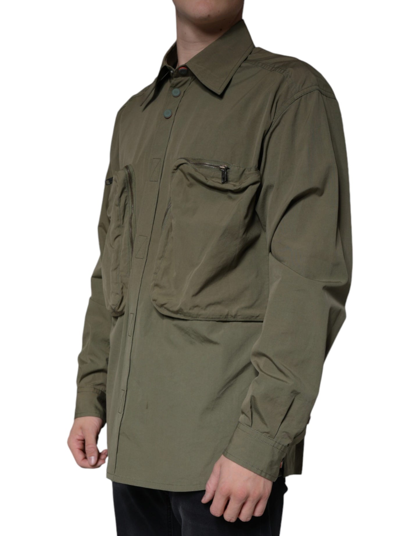 Dolce & Gabbana Military Green Cotton Bend Collared Coat Jacket/ÌT40| XXS/Green