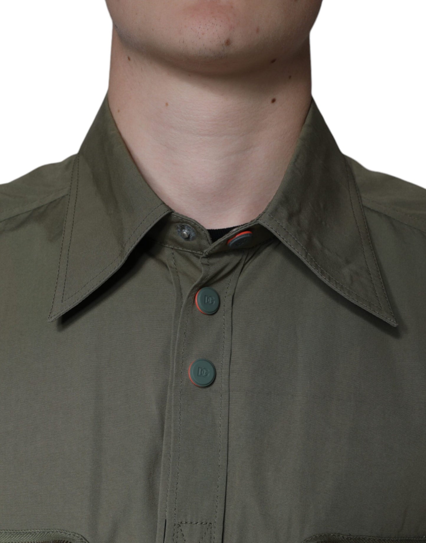 Dolce & Gabbana Military Green Cotton Bend Collared Coat Jacket/ÌT40| XXS/Green