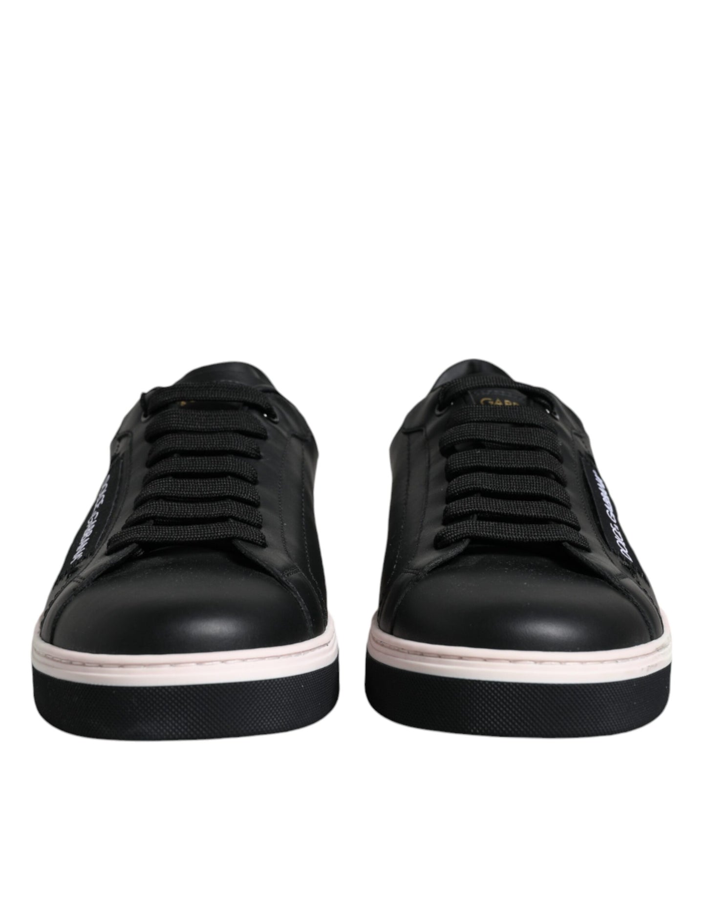 Dolce & Gabbana Black Leather Low Top Men Sneakers Shoes/EU39.5/US6.5/Black and White