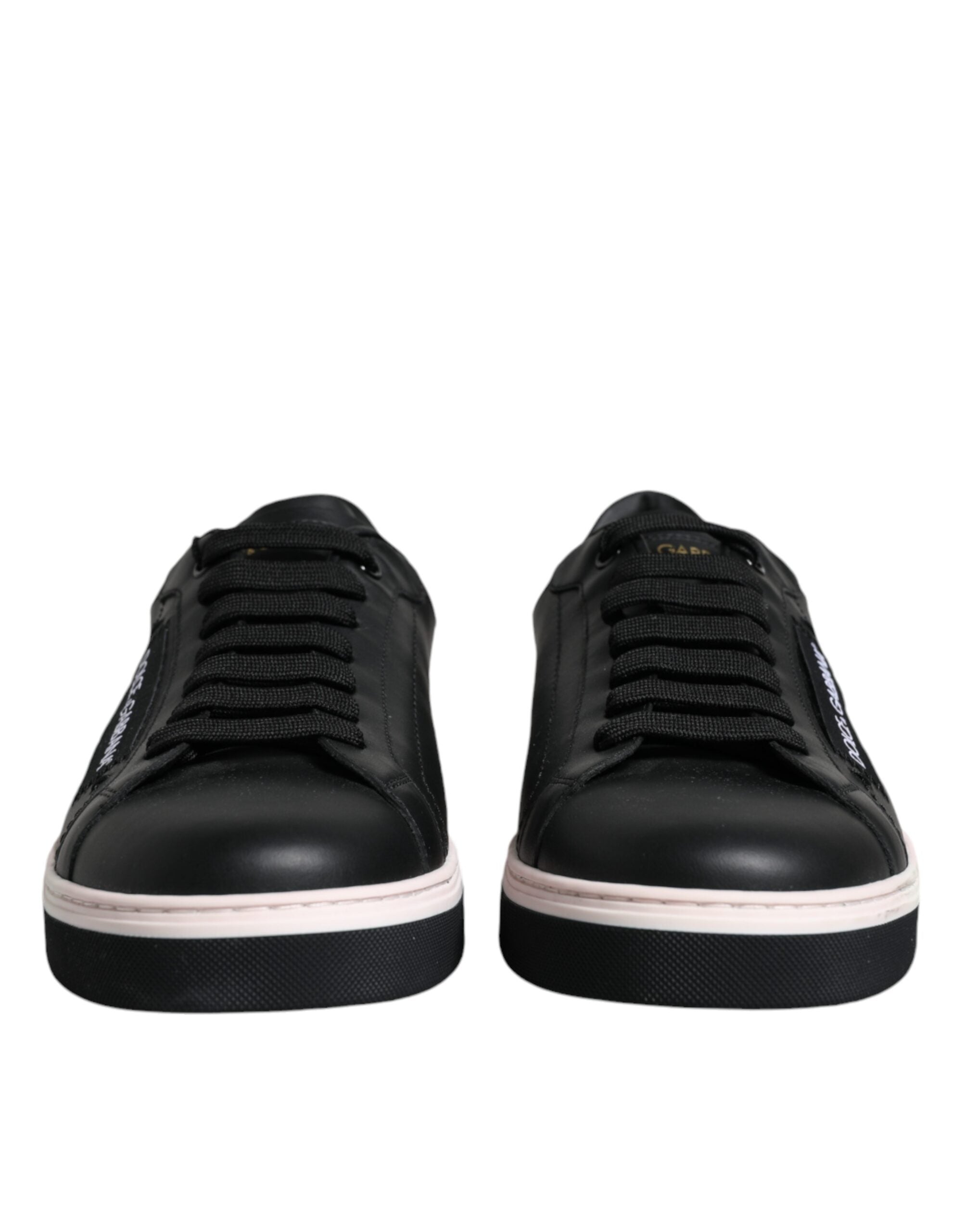 Dolce &amp; Gabbana Black Leather Low Top Men Sneakers Shoes/EU39.5/US6.5/Black and White