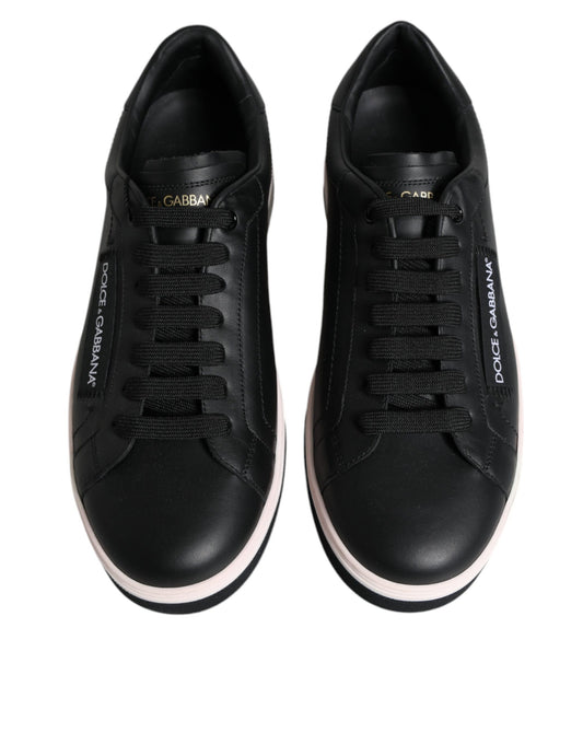 Dolce & Gabbana Dolce & Gabbana Black Leather Low Top Men Sneakers Shoes/EU40/US7/Black and White