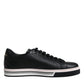 Dolce & Gabbana Black Leather Low Top Men Sneakers Shoes/EU42/US9/Black and White