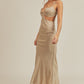 Mable Tan Cut Out Linen Maxi / L NWOT