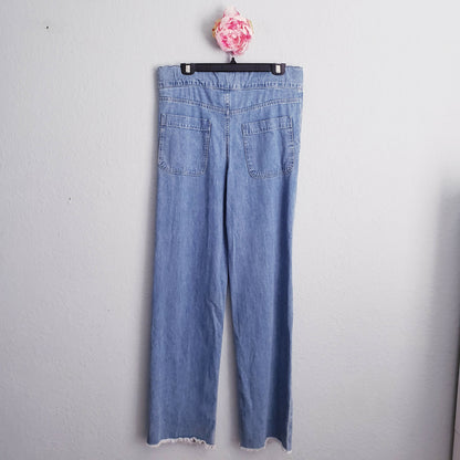 Rag &amp; Bone High-Rise Canvas Belt Wide Leg Jeans - /Blue - 26