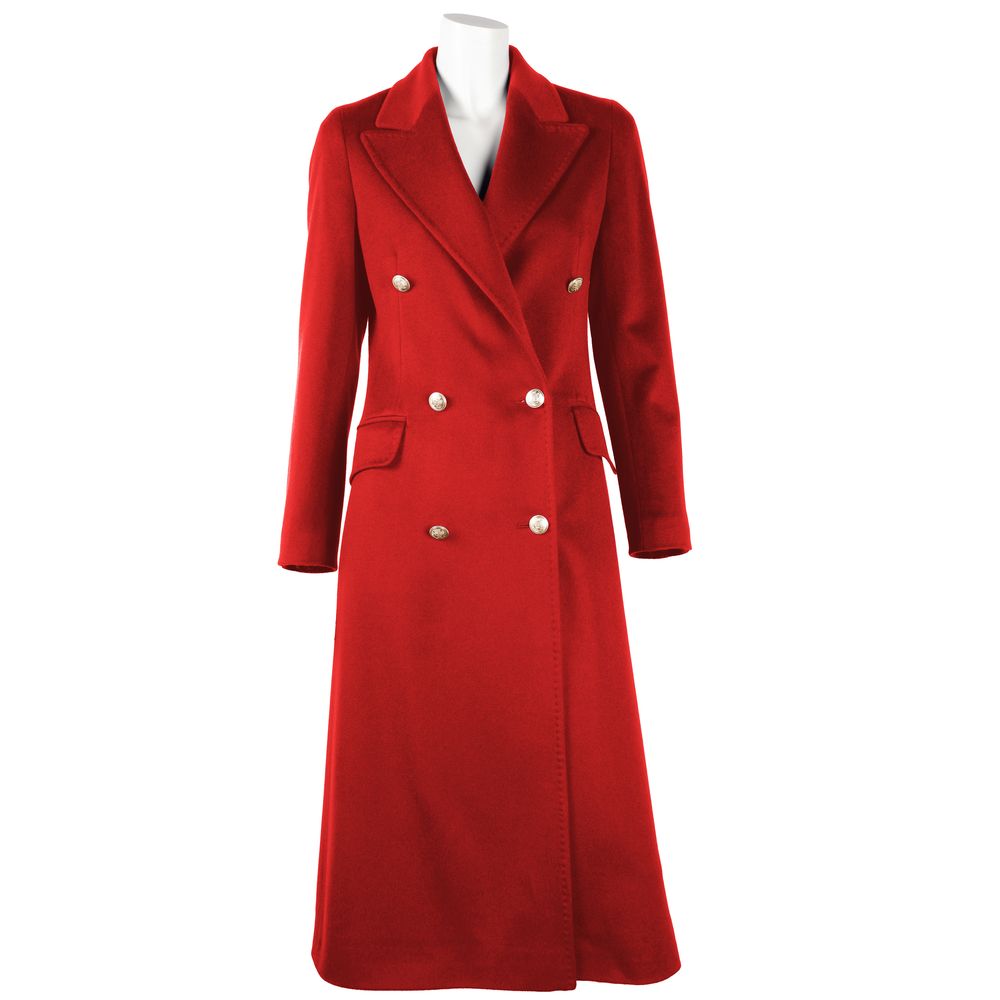 Made in Italy Made in Italy Red Wool Vergine Jackets & Coat/IT38|XS/Red