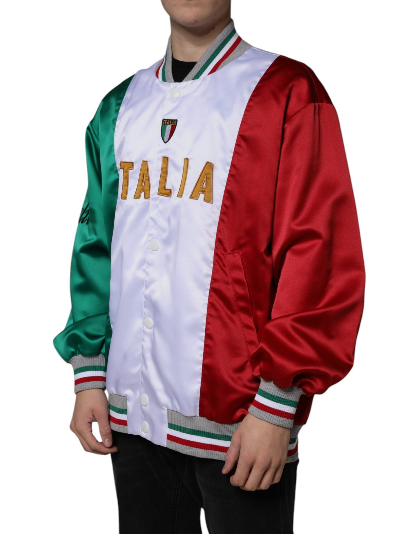 Dolce & Gabbana Multicolor Italia Button Down Bomber Jacket/IT50 | L/Multicolor