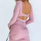 Princess Polly Pink Ribbed Cut Out Long Sleeve Mini Dress / M