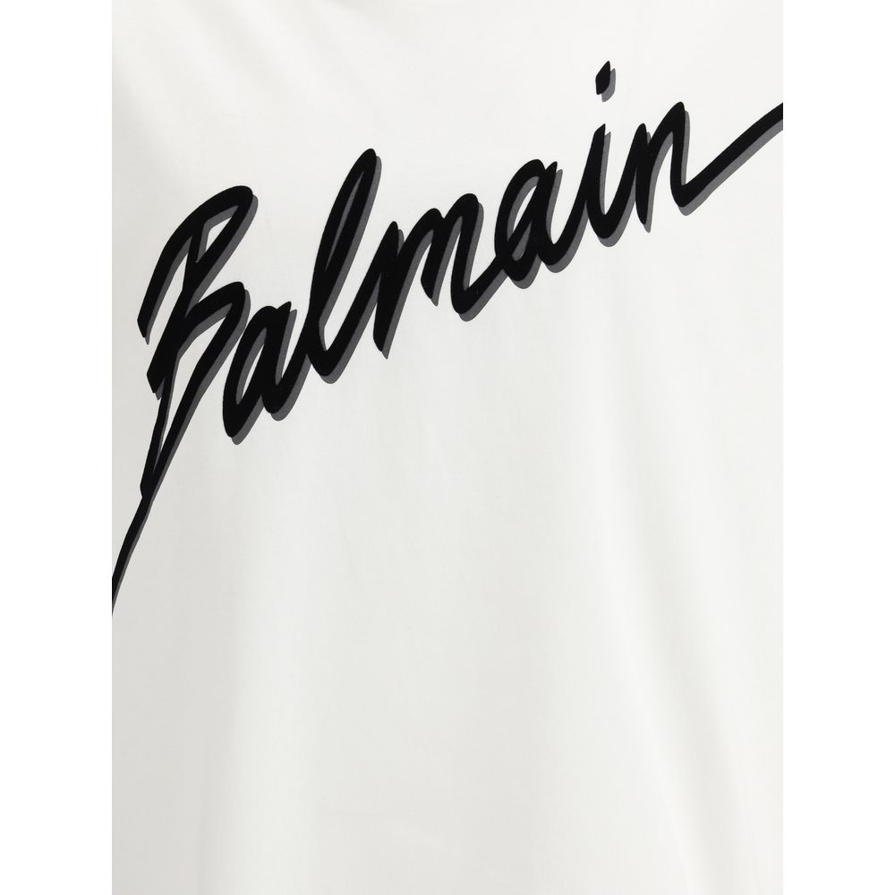 Balmain Letter Flock T-Shirt/L/White