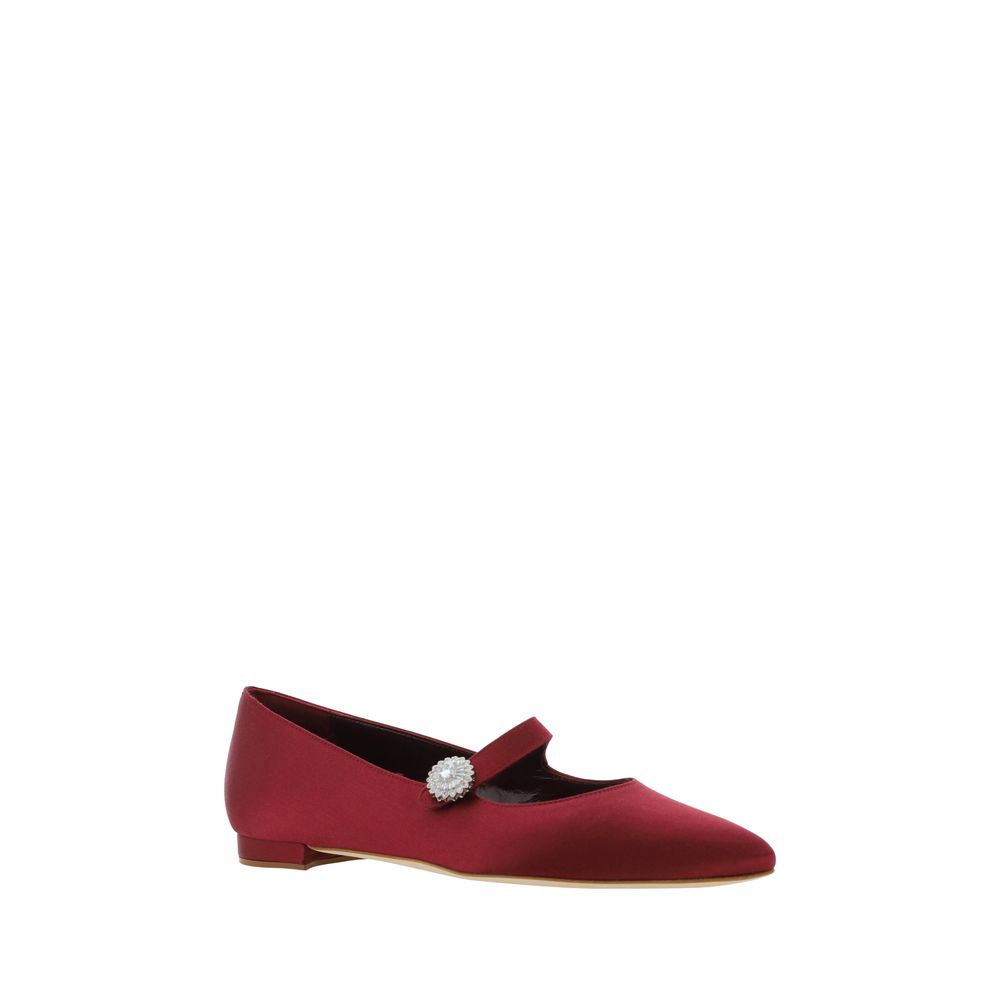 Manolo Blahnik Mary Jane Ballerinas/EU36/US6/Bordeaux