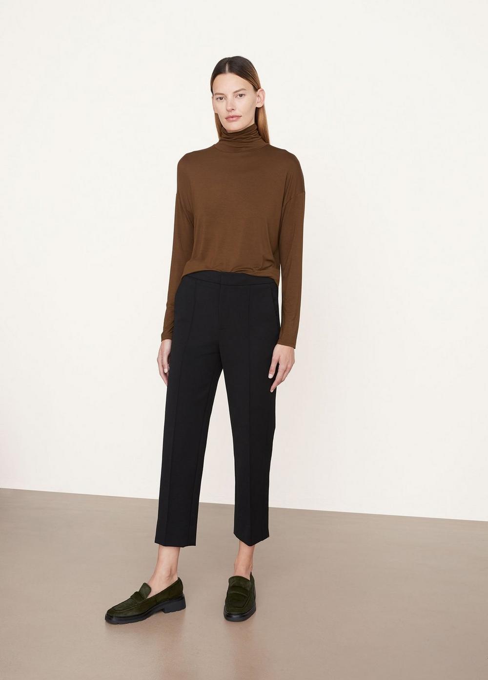 Vince Mid-Rise Wool-Blend Cuffed Trousers - Black - 12