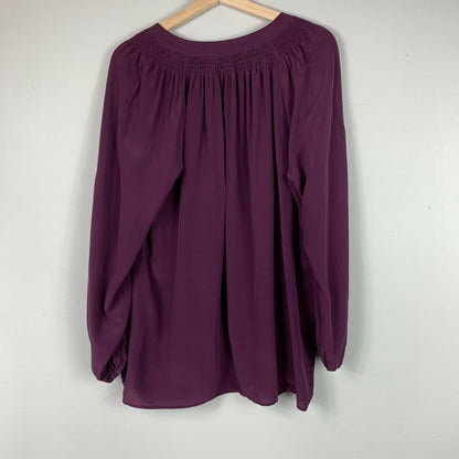 Lilly Pulitzer Elsa Long Sleeve Silk Blouse - /Purple - XL