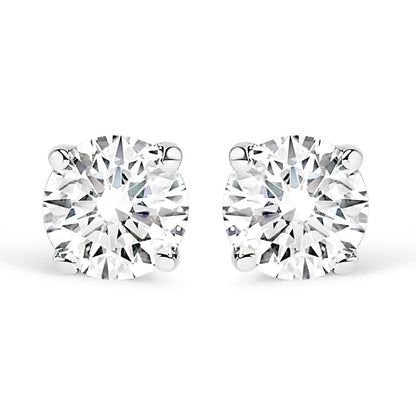 Haus of Brilliance 14K White Gold 1/2 Cttw 4-Prong Set Brilliant Round-Cut Solitaire Lab Grown Diamond Push Back Stud Earrings (F-G Color, VS2-SI1 Clarity)