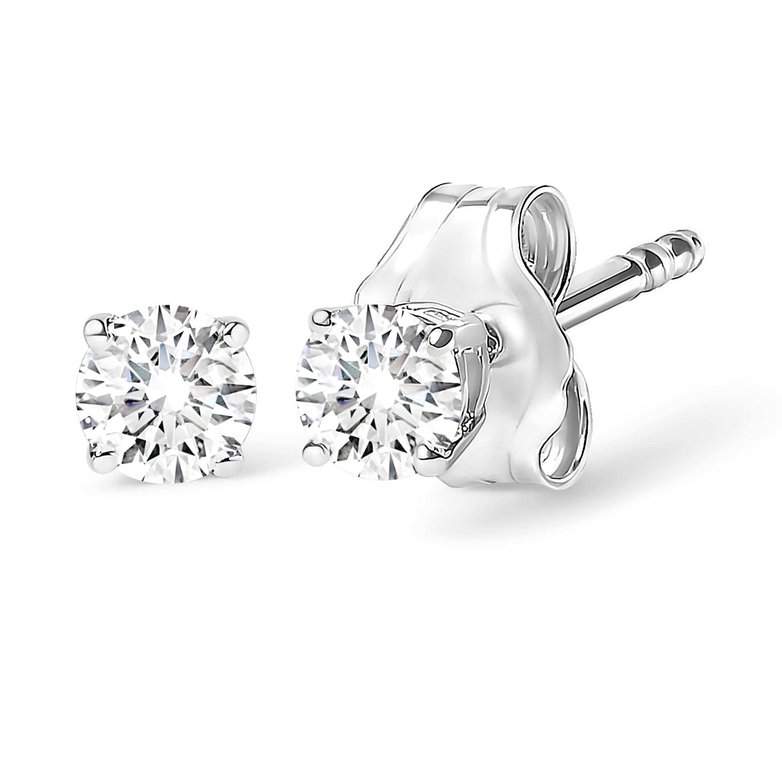 Haus of Brilliance 14K White Gold 1/2 Cttw 4-Prong Set Brilliant Round-Cut Solitaire Lab Grown Diamond Push Back Stud Earrings (F-G Color, VS2-SI1 Clarity)