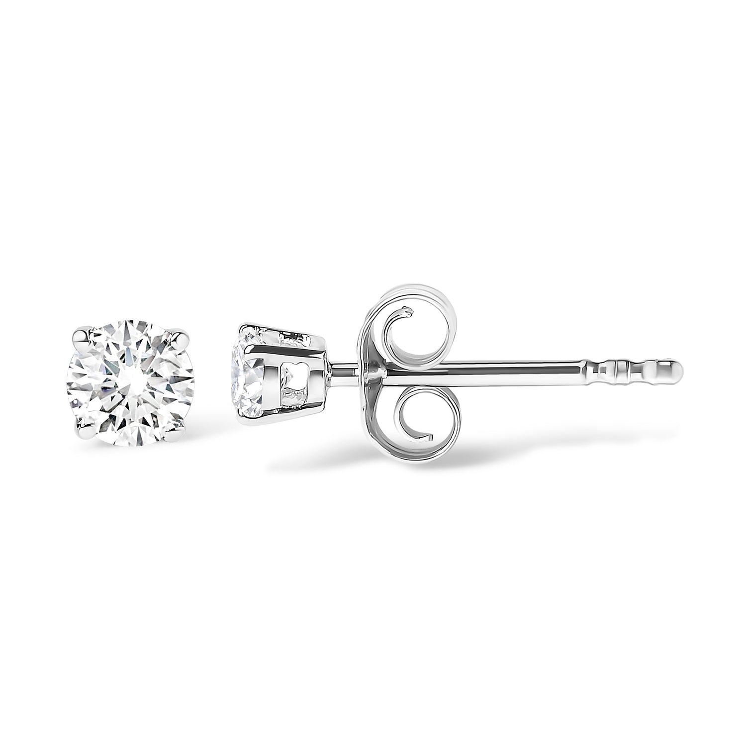 Haus of Brilliance 14K White Gold 1/2 Cttw 4-Prong Set Brilliant Round-Cut Solitaire Lab Grown Diamond Push Back Stud Earrings (F-G Color, VS2-SI1 Clarity)