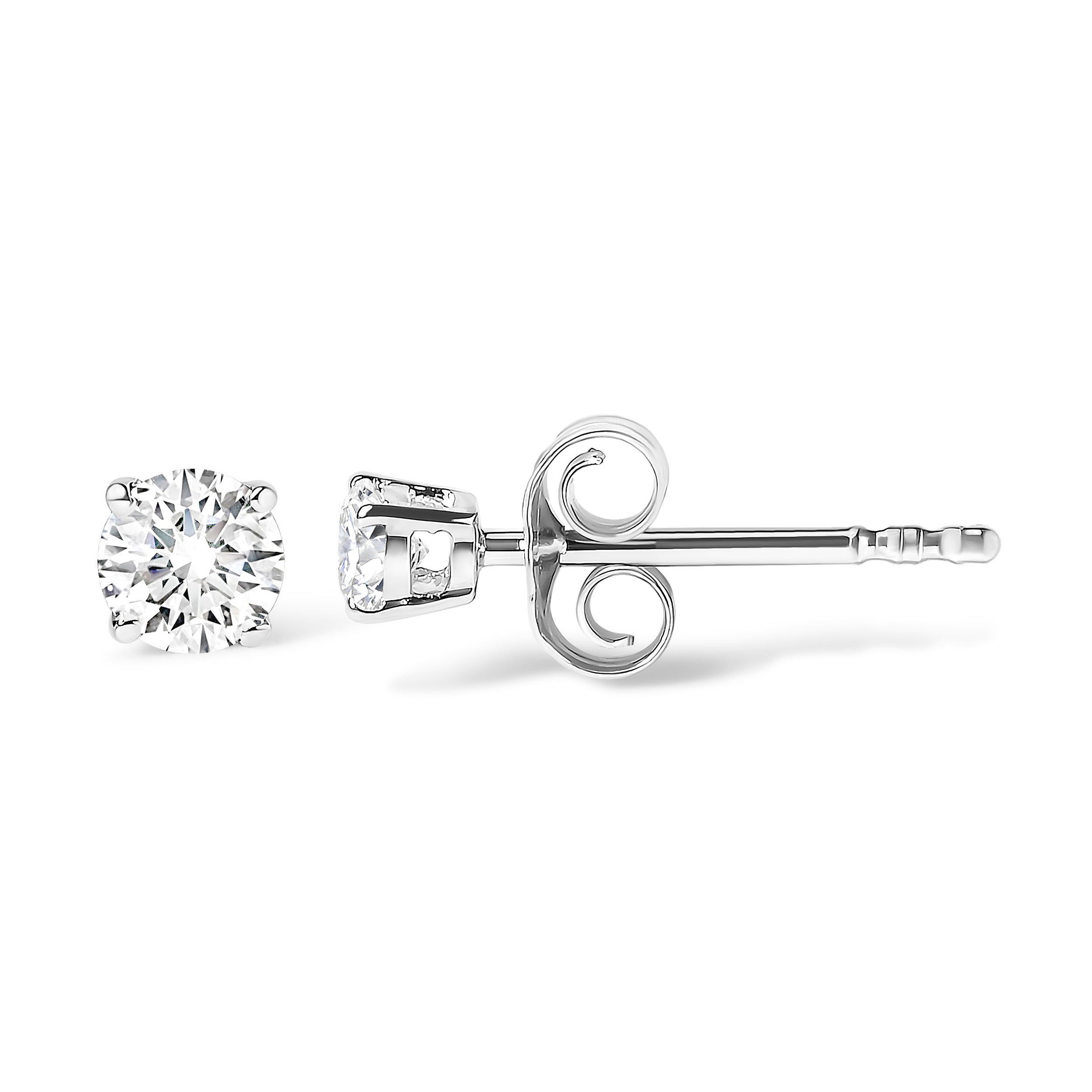 Haus of Brilliance .925 Sterling Silver Silver 1/4 Cttw Round Lab Grown Diamond Classic 4-Prong Solitaire Stud Earrings (F-G Color, VS1-VS2 Clarity)