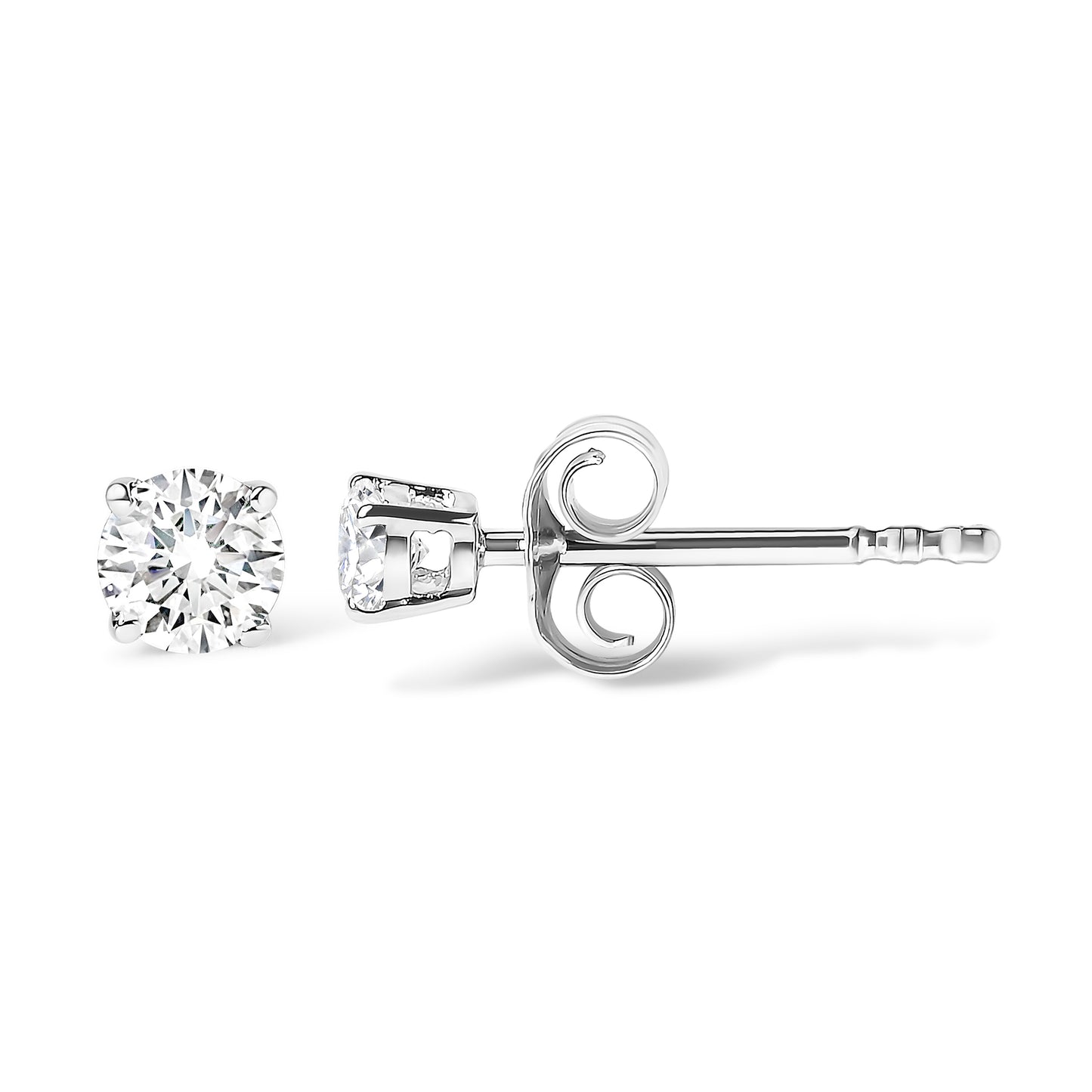 Haus of Brilliance 14K White Gold 1/4 Cttw Lab Grown Diamond 4-Prong Classic Solitaire Stud Earrings (G-H Color, VS2-SI1 Clarity)