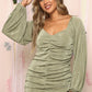 Peach Love Sage Shirred Long Sleeve Mini / S NWOT