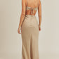 Mable Tan Cut Out Linen Maxi / M NWOT