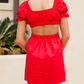 The Vintage Shop Red Off The Shoulder Side Cut Out Mini / S