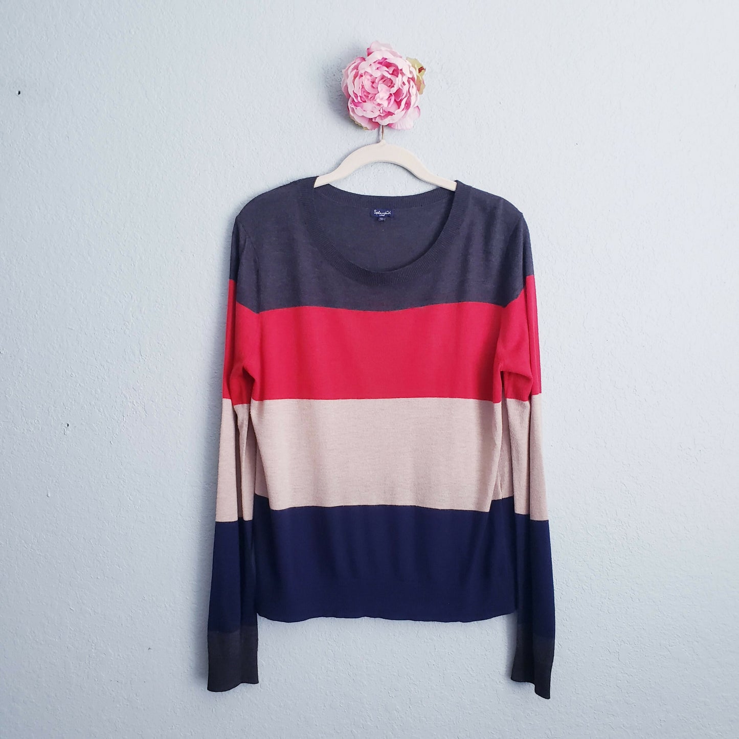 Splendid Long Sleeve Striped Sweater - Stripes - Multi - L