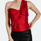 Hutch Este Pleated One Shoulder Bow Top - Red - L