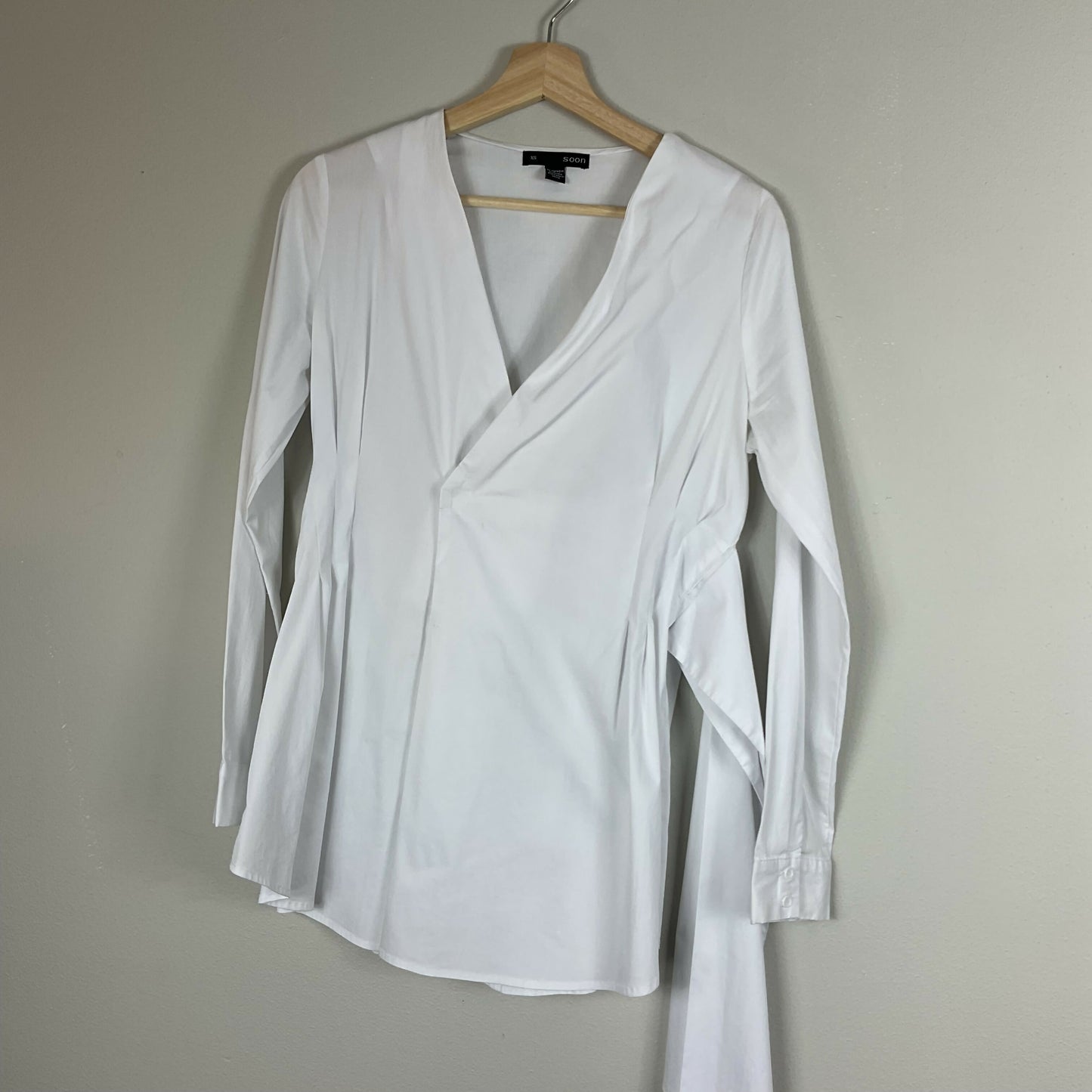 Soon Maternity Maternity Wrap V-Neck Dress Shirt - White - XS