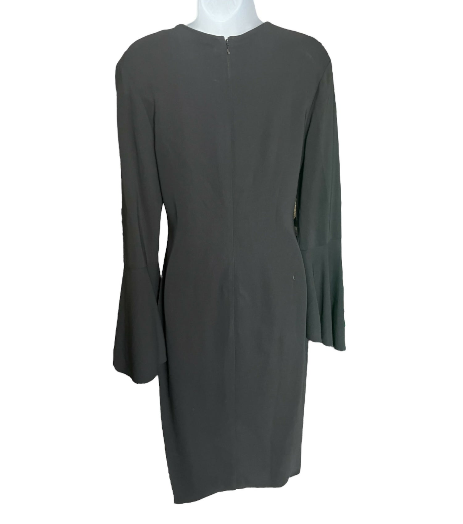 Reiss Fluted Long Bell Sleeve Annie Midi Sheath Dress Black size 4