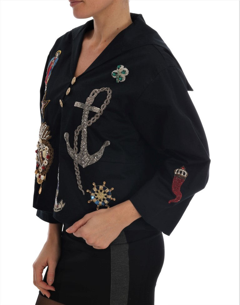 Dolce & Gabbana Enchanted Blue Crystal Embroidered Coat/IT36 | S/Blue