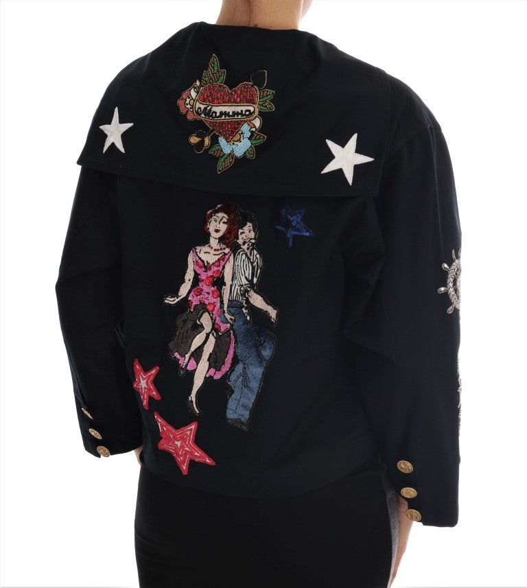 Dolce & Gabbana Enchanted Blue Crystal Embroidered Coat/IT36 | S/Blue