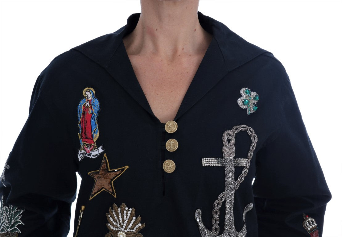 Dolce & Gabbana Enchanted Blue Crystal Embroidered Coat/IT36 | S/Blue