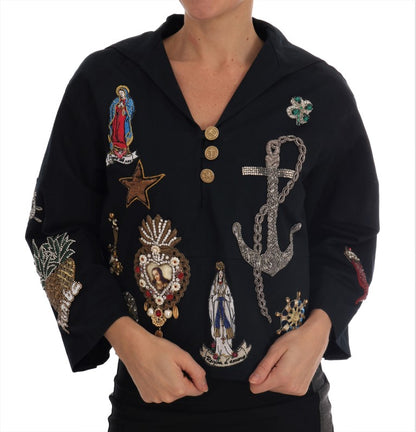 Dolce &amp; Gabbana Enchanted Blue Crystal Embroidered Coat/IT36 | S/Blue