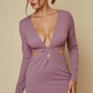 Blue Blush Purple Long Sleeve Cut Out Bodycon / M