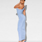 Asos Light Blue One Shoulder Ruched Maxi Dress / M