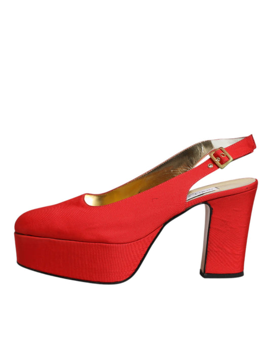 Dolce & Gabbana Dolce & Gabbana Red Platform Slingback Heels Sandals Shoes/EU39.5/US9.5/Red