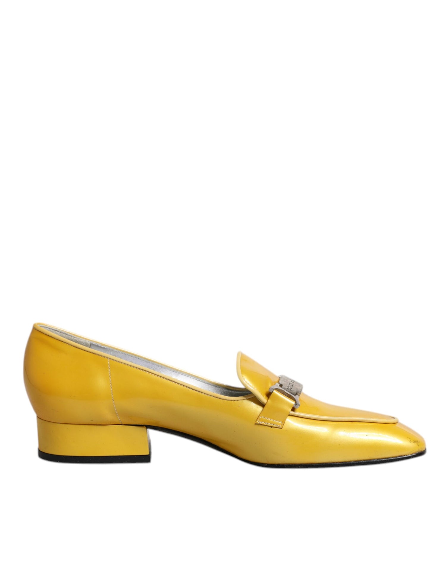 Dolce &amp; Gabbana Dolce &amp; Gabbana Yellow Leather Logo Plaque Slip On Mocassin Shoes/EU39/US9/Yellow