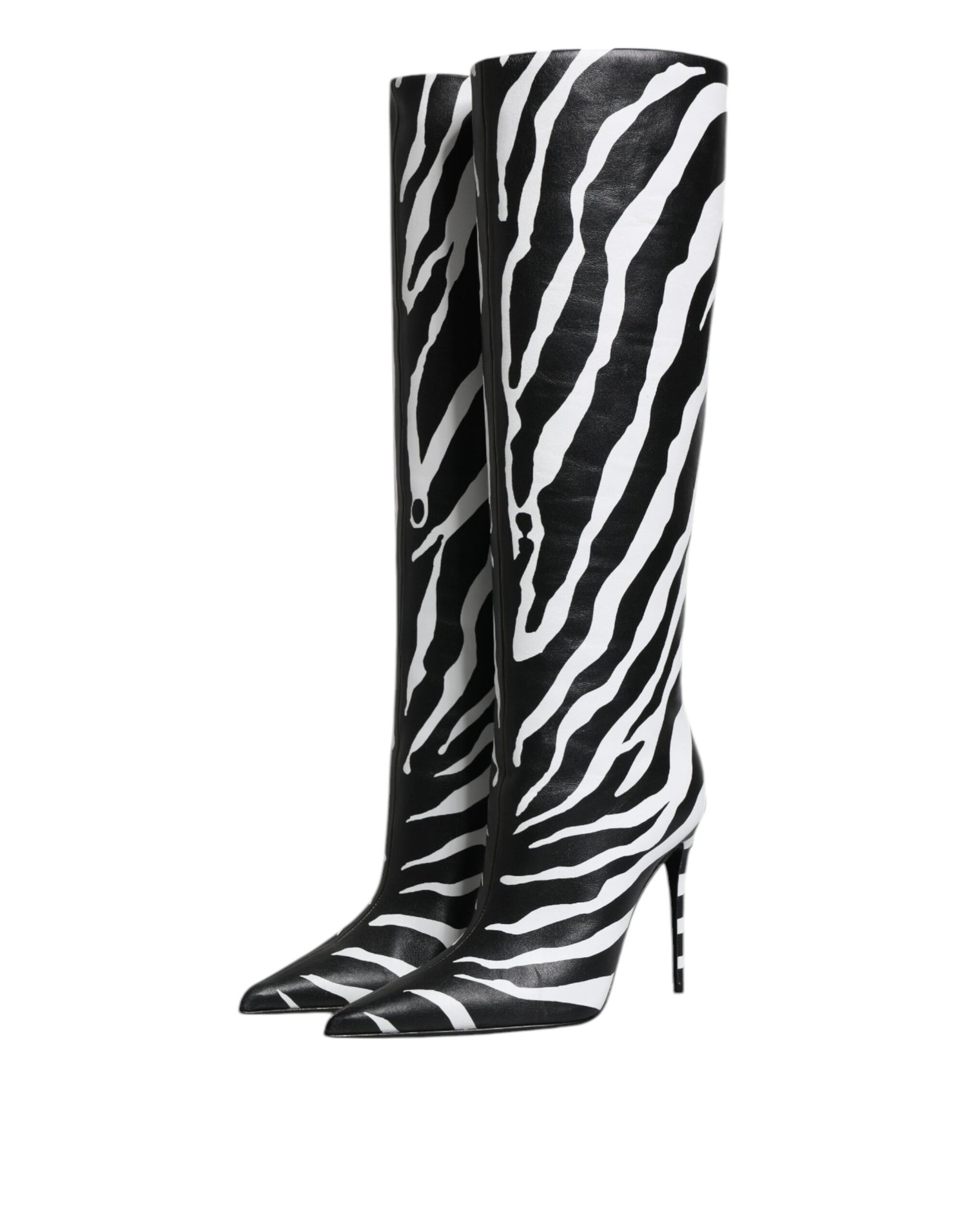 Dolce &amp; Gabbana Dolce &amp; Gabbana Black White Zebra Heels High Boots Shoes/EU38.5/US8.5/Black and White