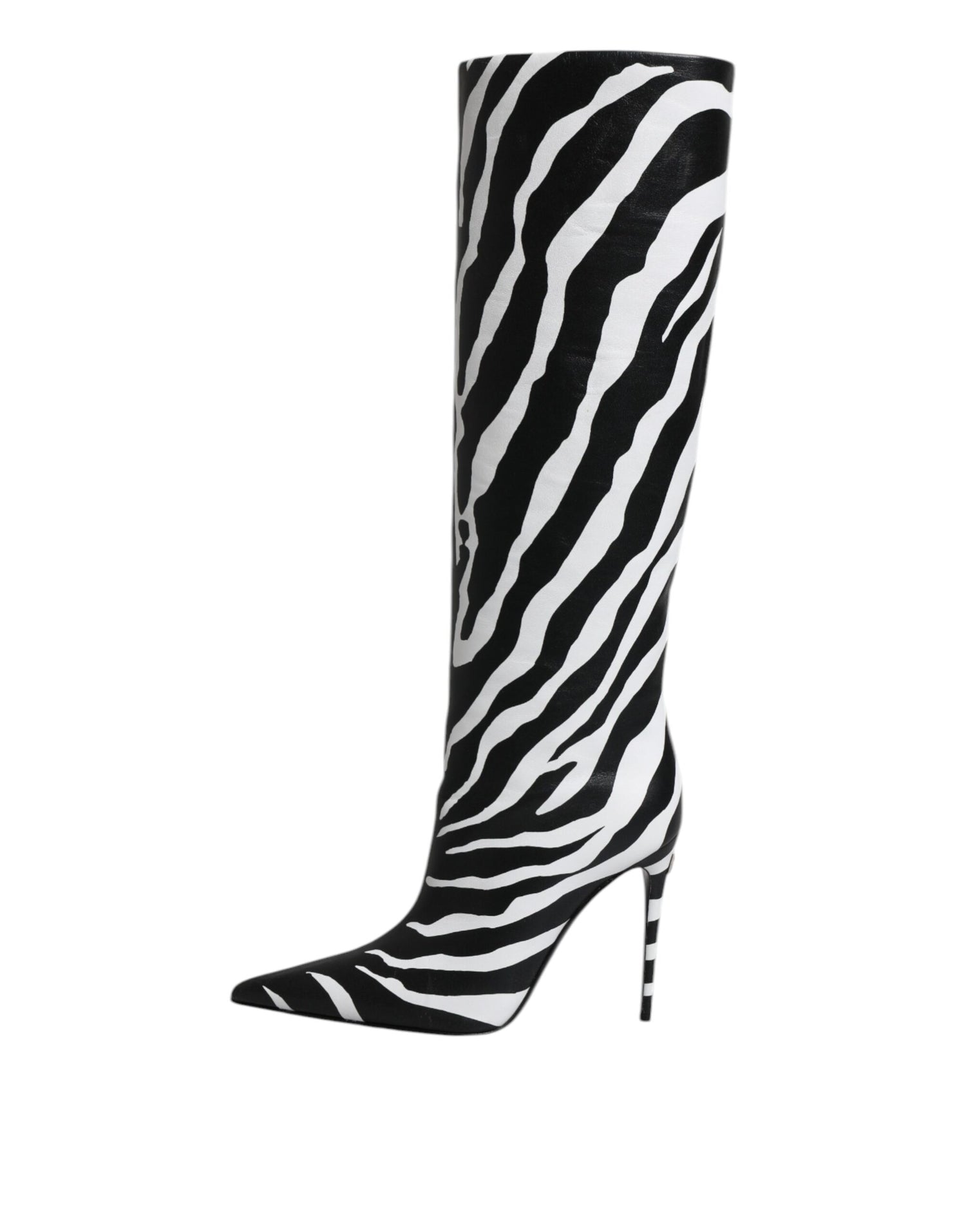 Dolce &amp; Gabbana Dolce &amp; Gabbana Black White Zebra Heels High Boots Shoes/EU38.5/US8.5/Black and White