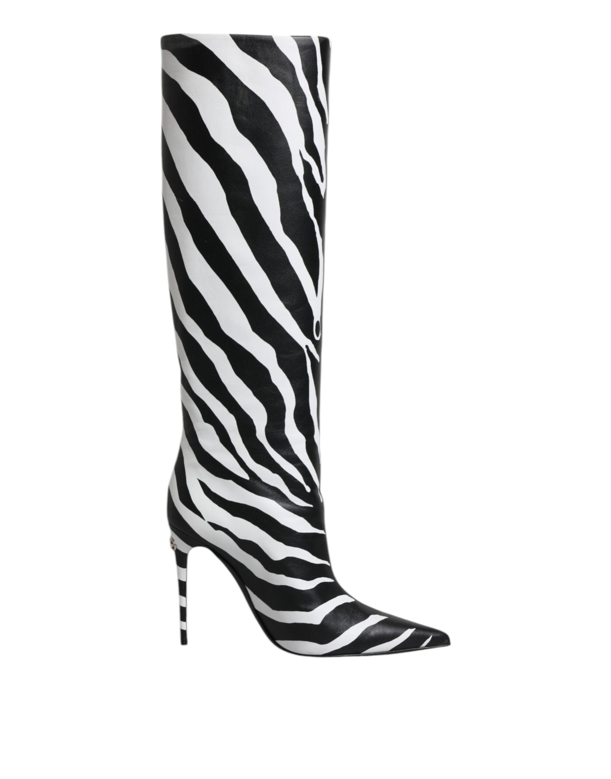 Dolce &amp; Gabbana Dolce &amp; Gabbana Black White Zebra Heels High Boots Shoes/EU38.5/US8.5/Black and White