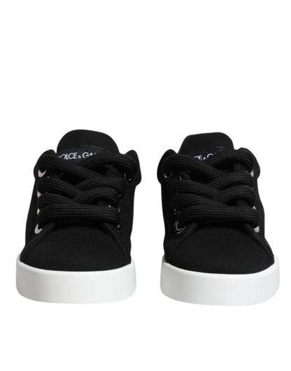 Dolce &amp; Gabbana Dolce &amp; Gabbana Black Portofino Low Top Sneakers Shoes/EU37/US7/Black/White